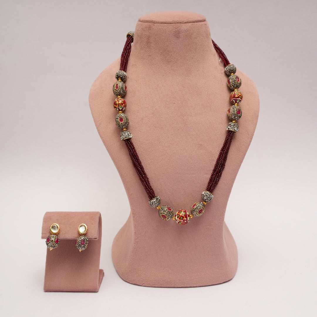 Victorian Antique Red String with Earrings