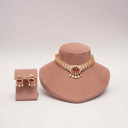 Ruby & Pearl Moissanite Cocktail Necklace