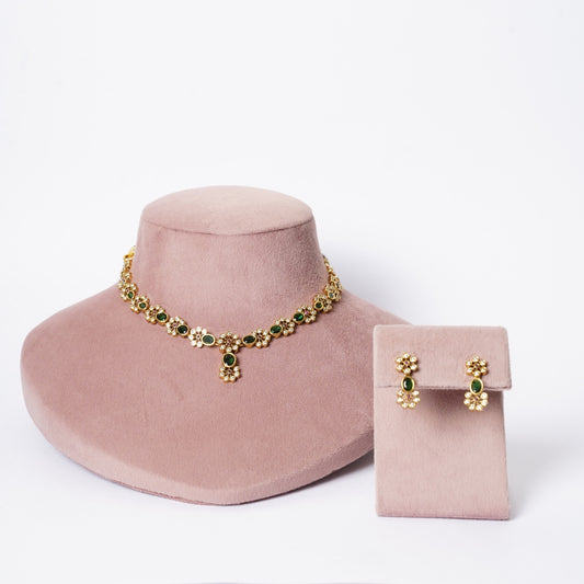 Emerald Blossom Polki Victoria Necklace