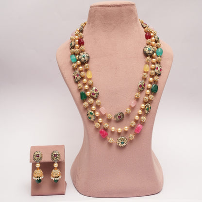 Triple Layer Moti Heritage Mala Necklace