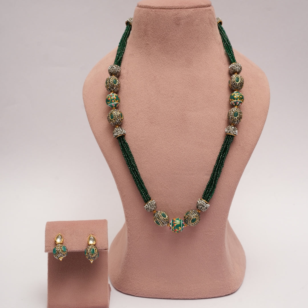 Victorian Antique Green String with Earrings