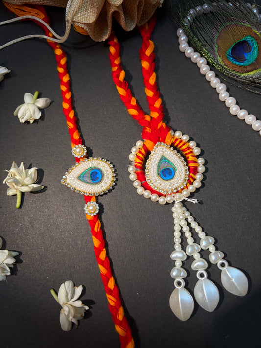 Mor Pankh Designer Bhaiya Bhabhi Rakhi Set
