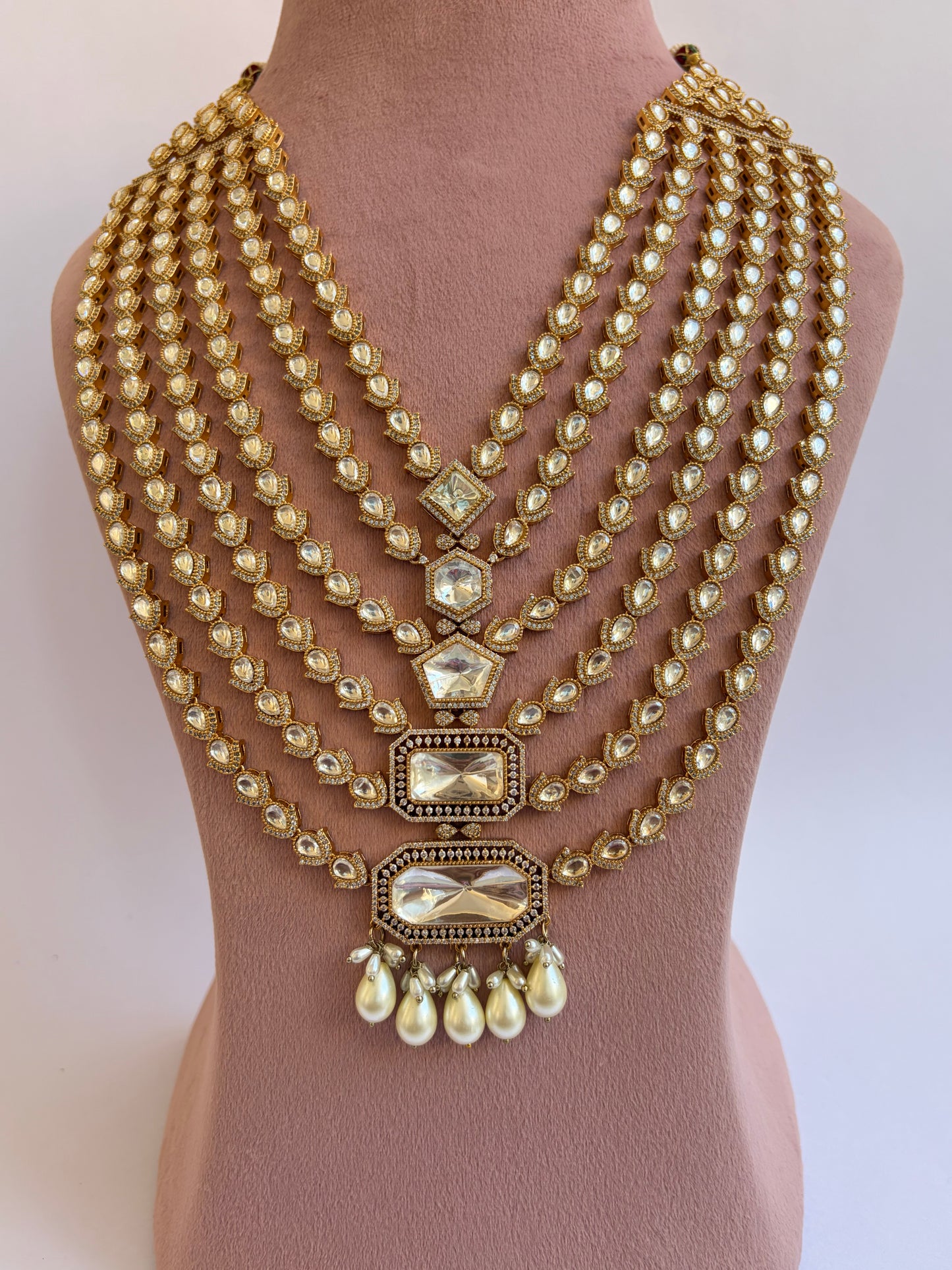 Polki Moissanite Heavy Bridal Necklace Set