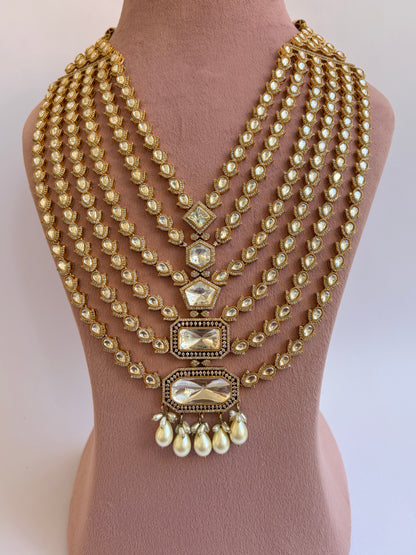 Polki Moissanite Heavy Bridal Necklace Set