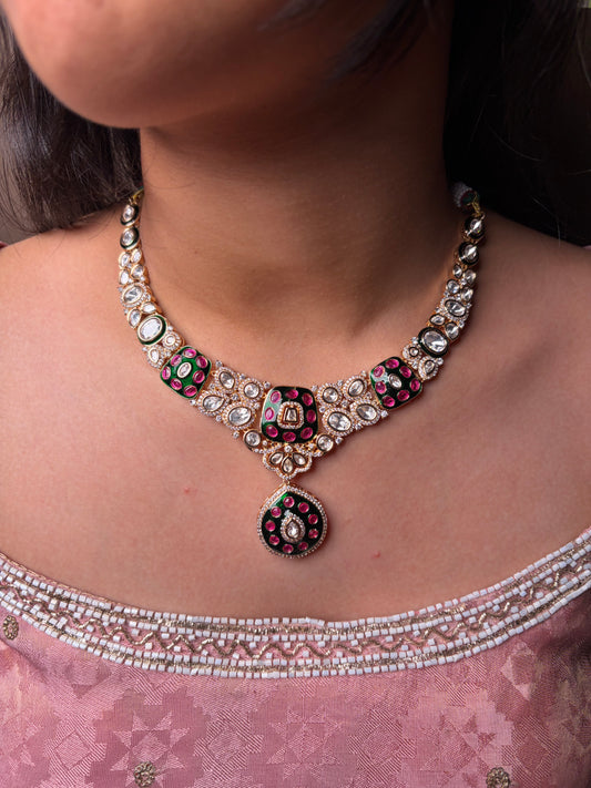 Royal Ruby Texture Kundan Necklace