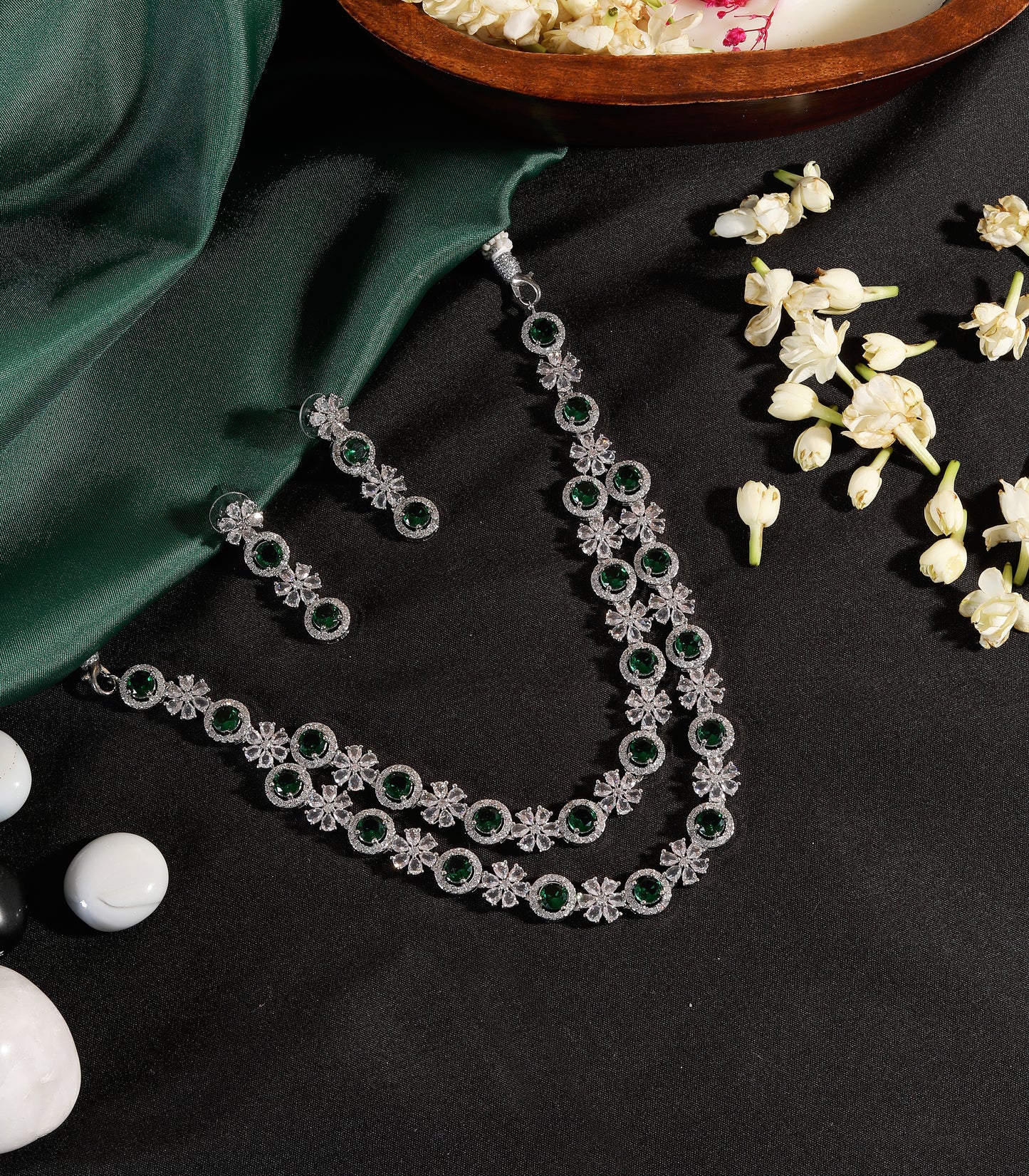 Green Double Layer Diamond Necklace