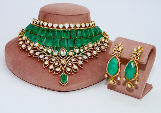 Double Emerable with mossanite Designer set