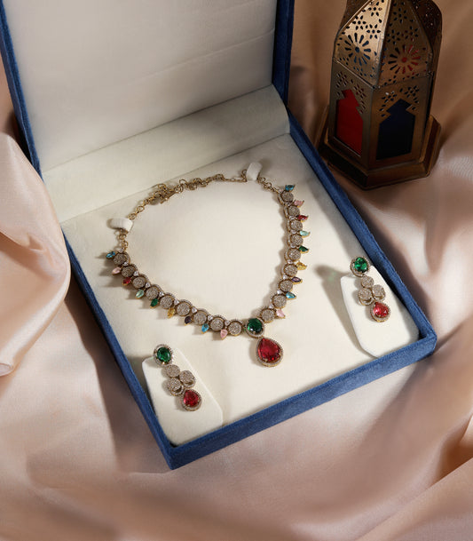Multicolour Stone Necklace Set