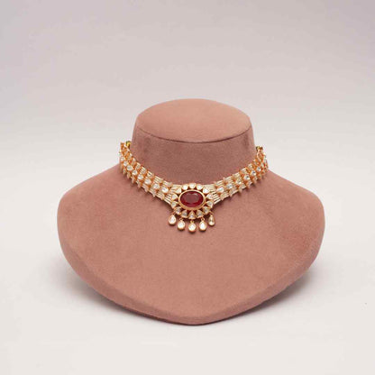 Ruby & Pearl Moissanite Cocktail Necklace