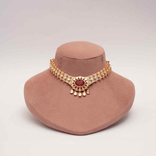Ruby & Pearl Moissanite Cocktail Necklace