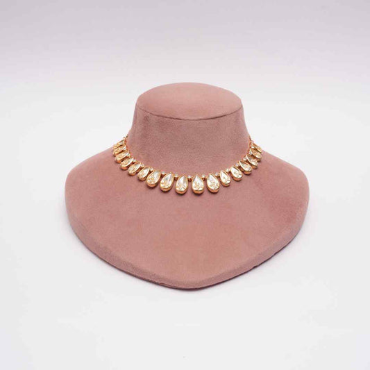 Moissanite Droplet Foil Kundan Cocktail Necklace