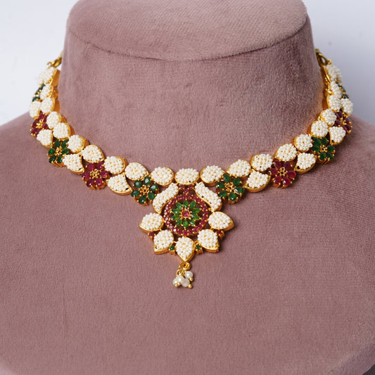 Vintage Manak Panna Floral necklace