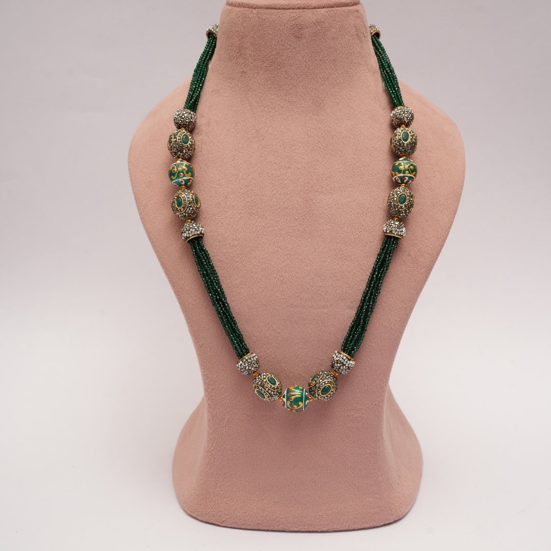 Victorian Antique Green String with Earrings