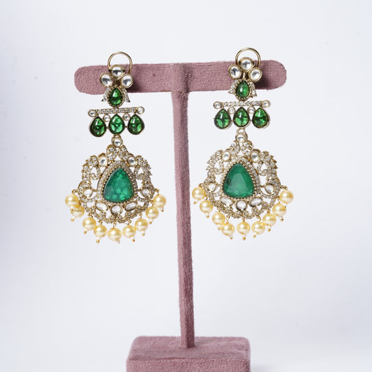 Grand Emerald Pearl Bridal Necklace Set