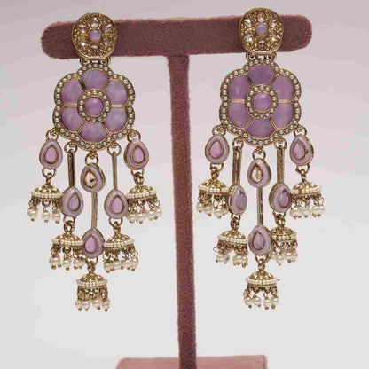 Lavender Floral Drop Chandelier Earrings