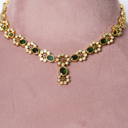 Emerald Blossom Polki Victoria Necklace