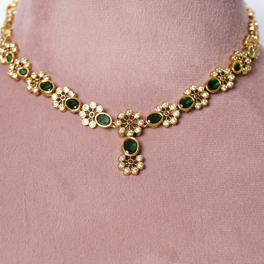 Emerald Blossom Polki Victoria Necklace