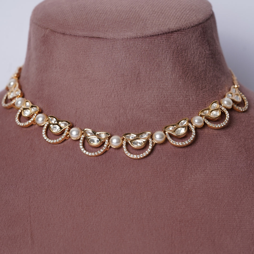 Elegant Polki Pearl Lightweight Jewellery Set