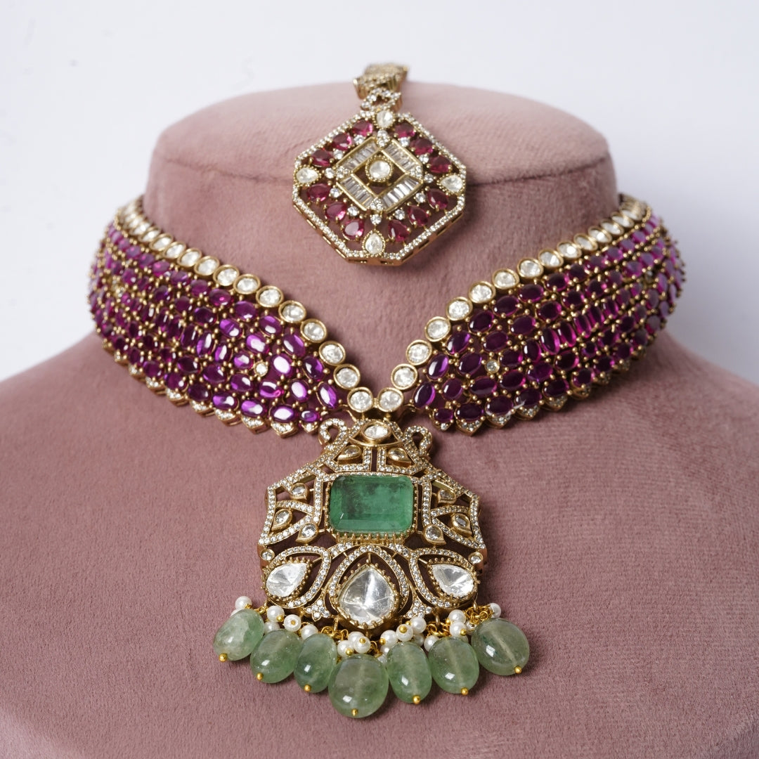 Heritage Kundan Emerald Ruby Hasli