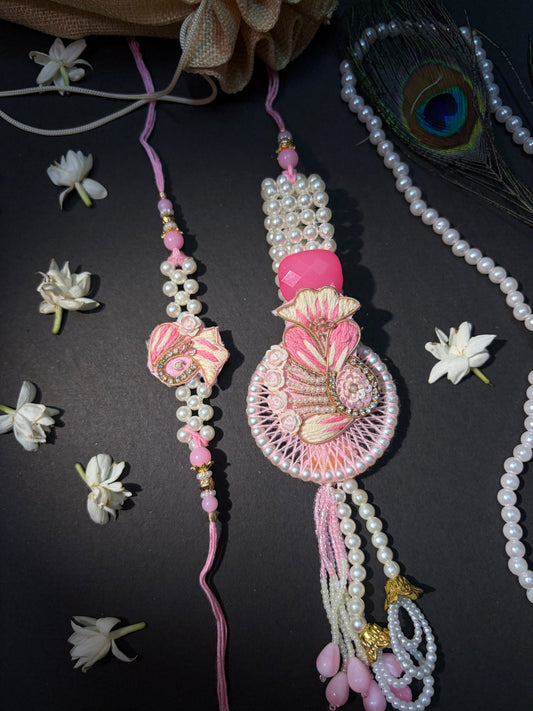 Pink Pearl Exclusive Bhaiya Bhabhi Rakhi Set