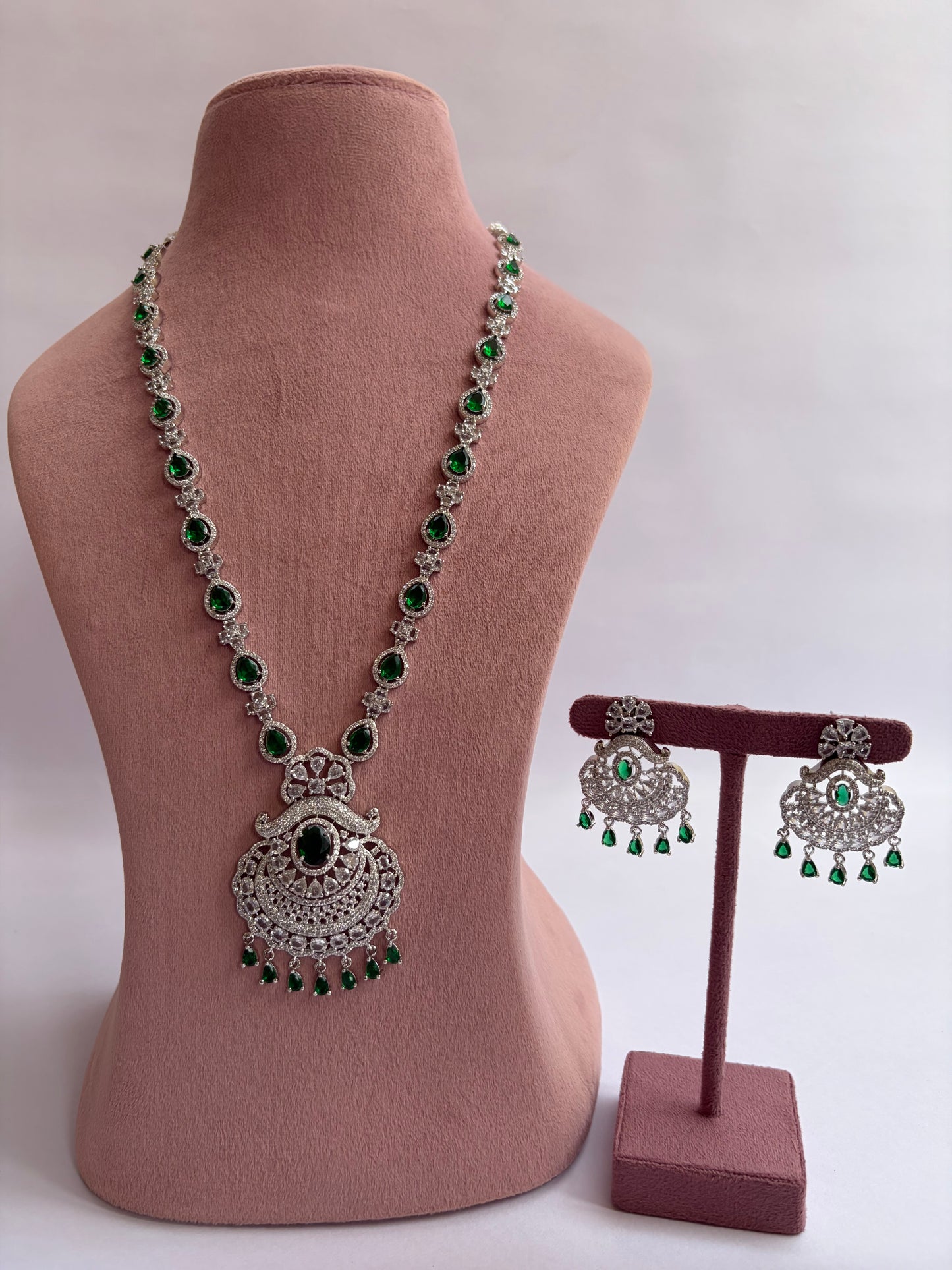 Emerald American Diamond Long Set