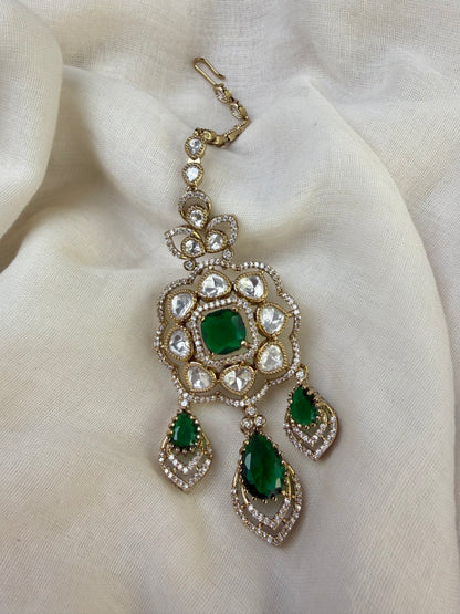 Green Moissanite Floral Semi Bridal Necklace