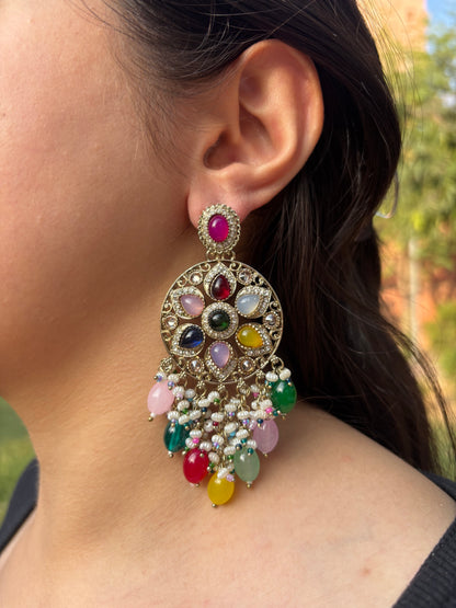 Paachi Navratna stone Earrings