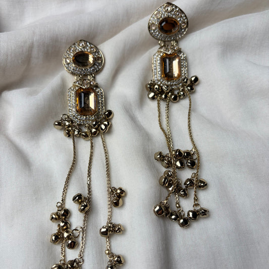Bagde Gold Kashmiri Long Chain Earrings