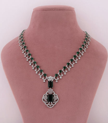 Emerald Mid Length Pendant Necklace