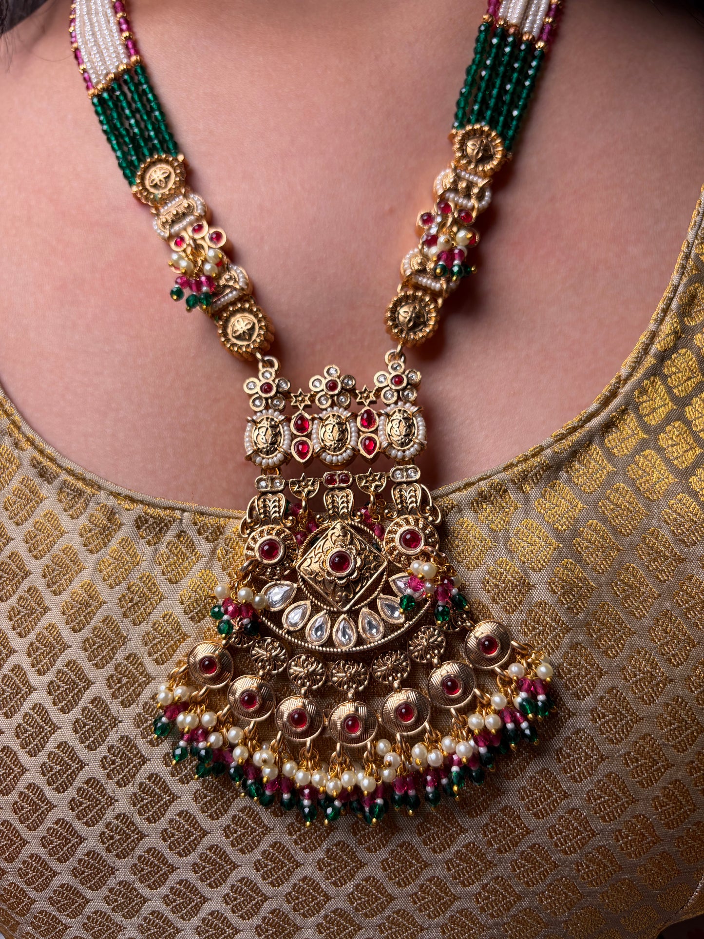 Heritage Long Necklace Pearl Manak Panna