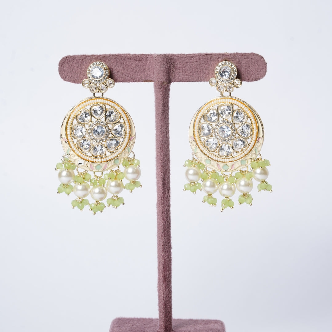 Regal Green Pearl Polki Pendant Set