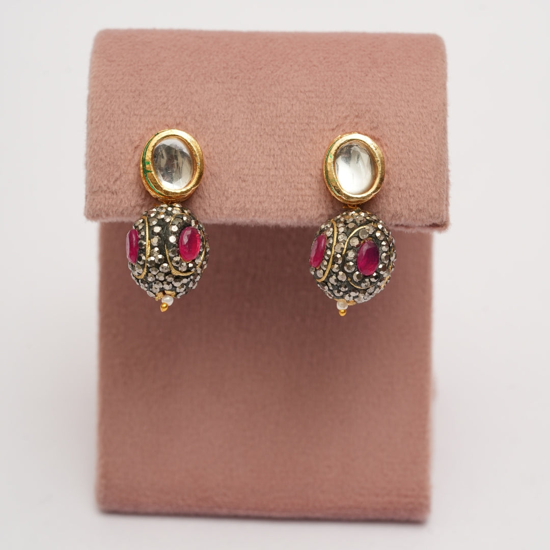 Victorian Antique Red String with Earrings