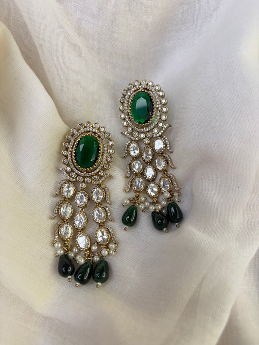 Green White Moissanite Statement Necklace Set