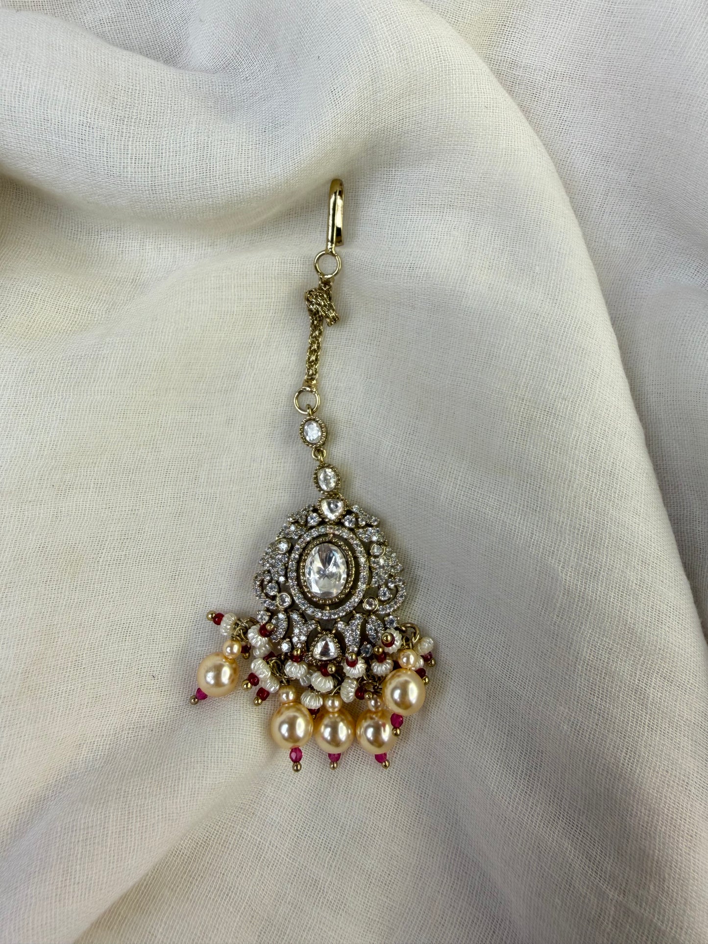 Premium Finish Ruby Moissanite Kundan Bridal Necklace