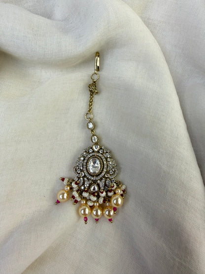 Premium Finish Ruby Moissanite Kundan Bridal Necklace