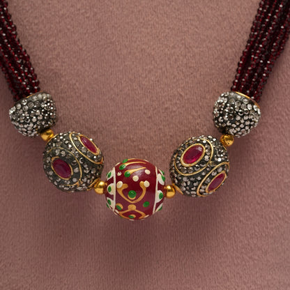 Victorian Antique Red String with Earrings