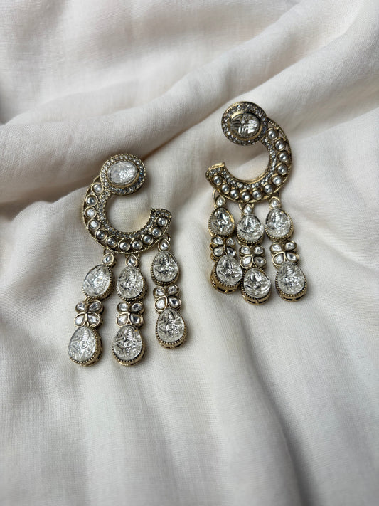 Silver Antique Chandbali Earrings