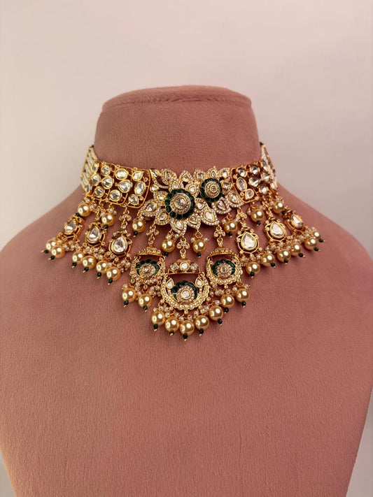 Modern Moissanite Kundan Pearl Necklace