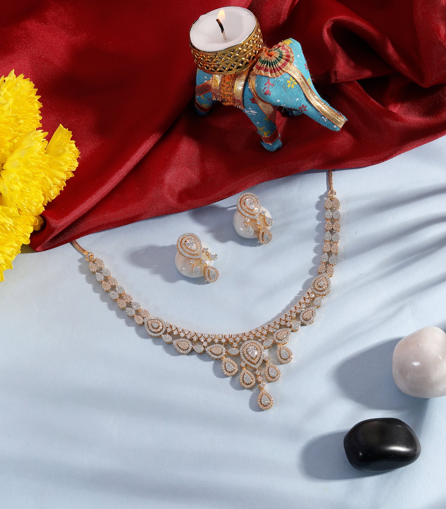 Diamond Drop Necklace Set