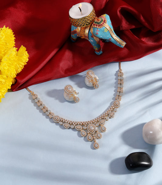Diamond Drop Necklace Set