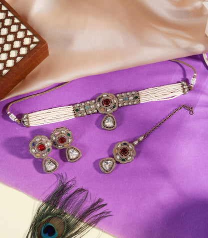 Navratna Pearl Choker Necklace
