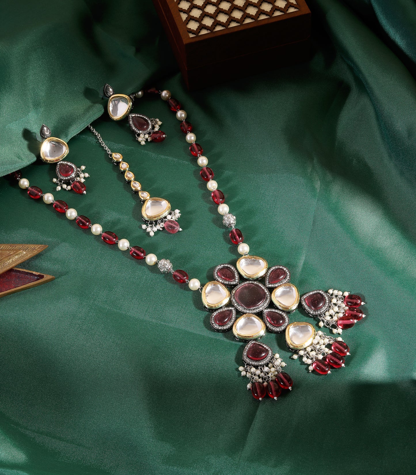 Kundan Polki Long Pendant Necklace