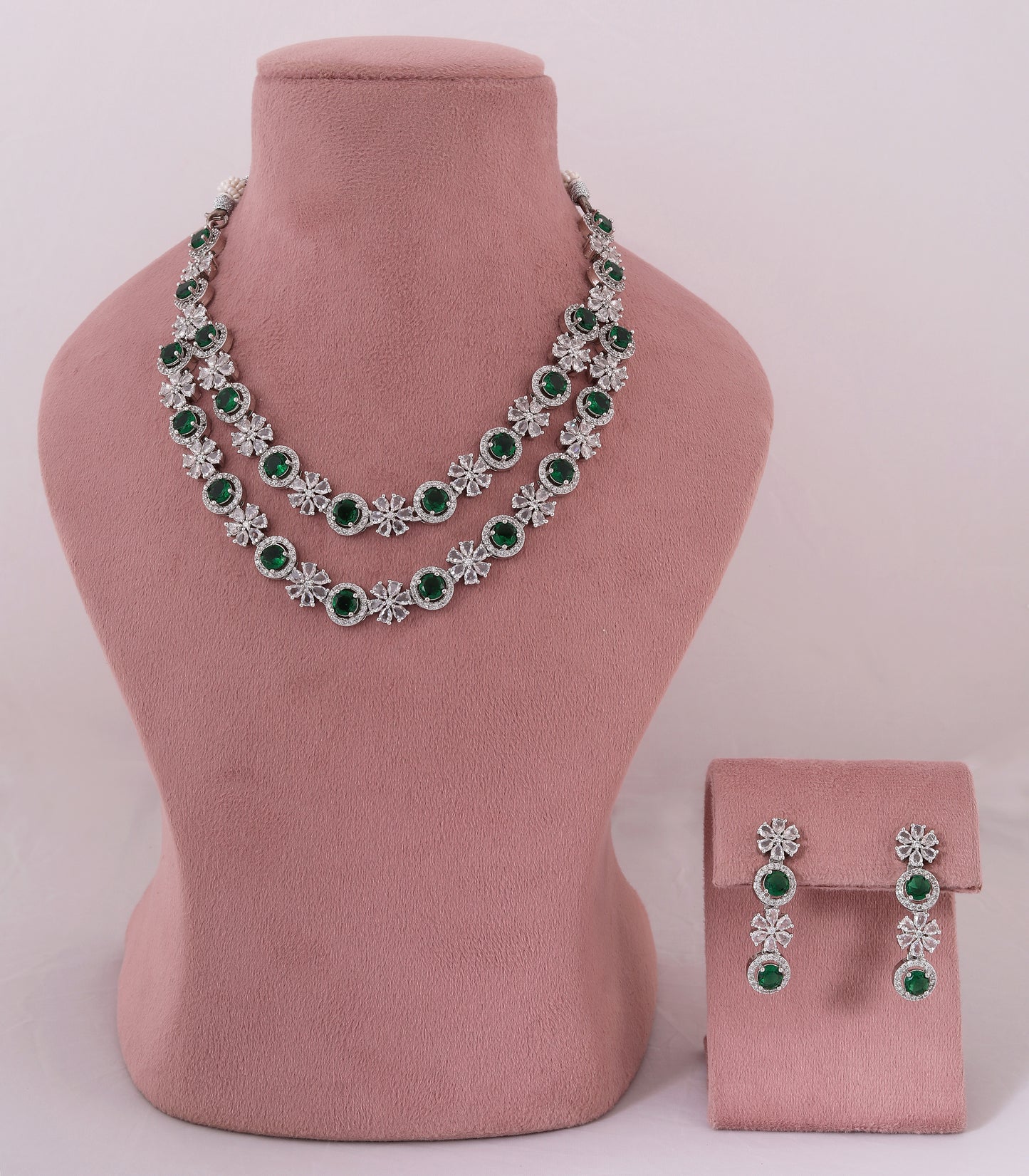 Green Double Layer Diamond Necklace