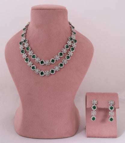 Green Double Layer Diamond Necklace