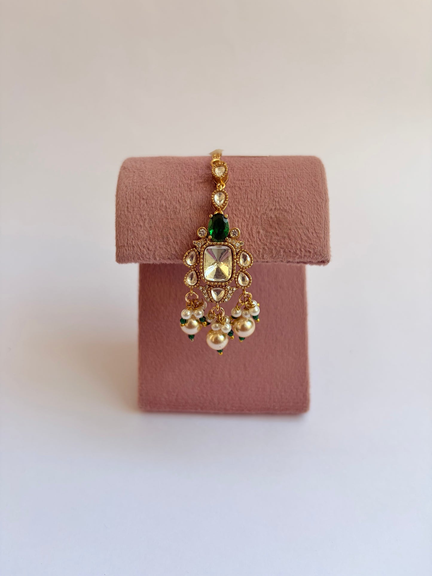 Green Moissanite Kundan Bridal Necklace Set