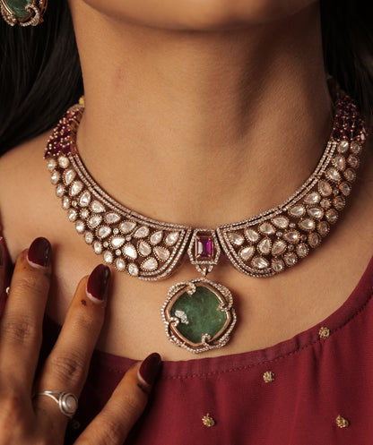 Emerald Drop Polki Choker Set