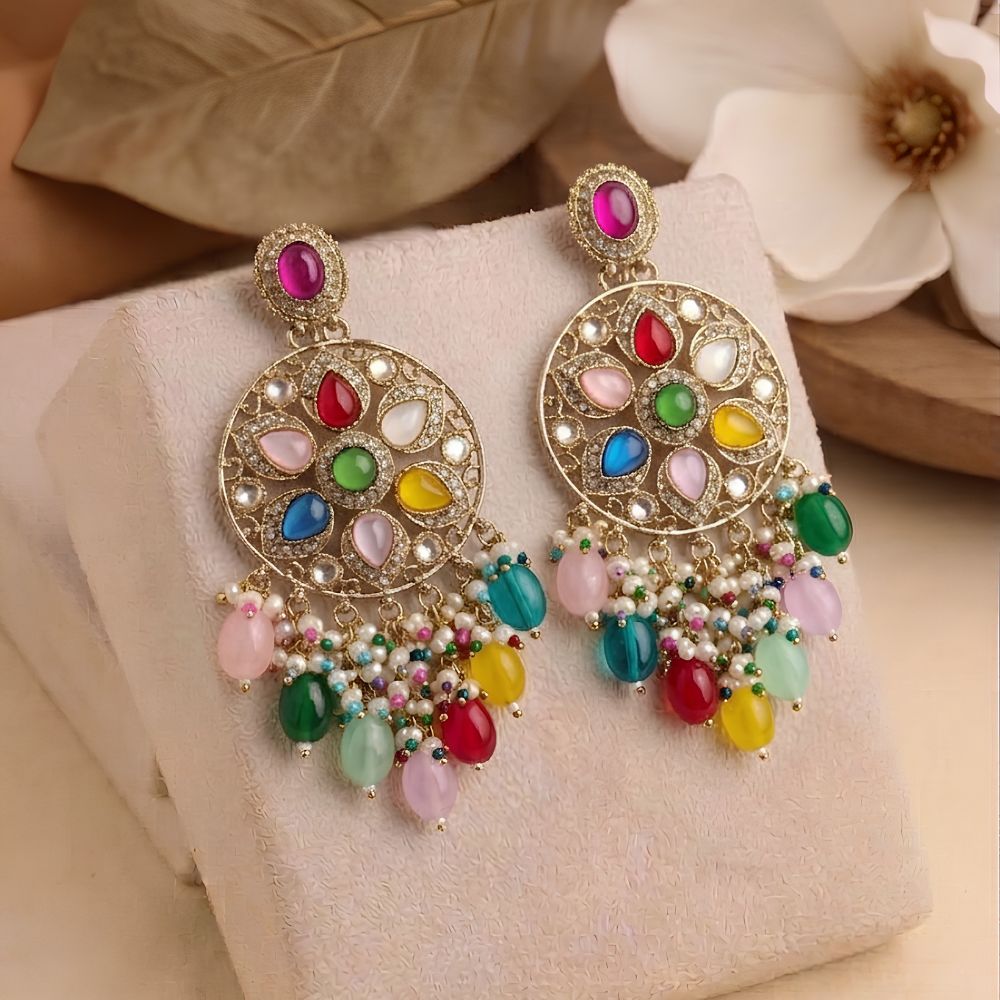 Paachi Navratna stone Earrings