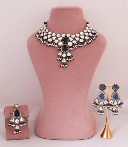 Blue Stone Kundan Necklace Set