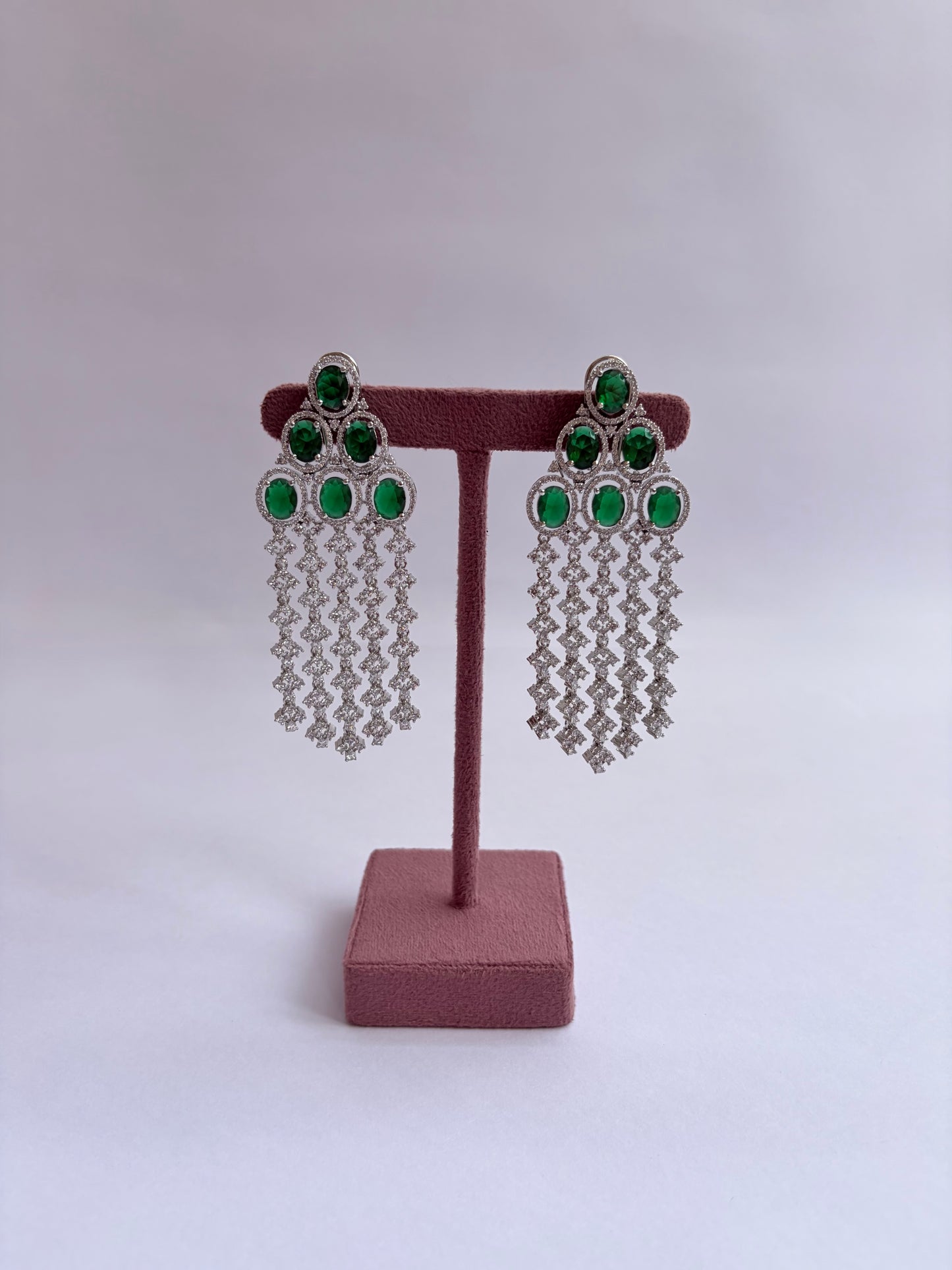 Diamond Style Layered Emerald Necklace