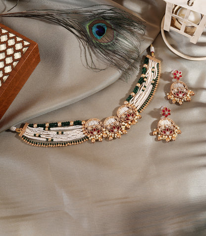 Multi-Strand Beaded Kundan Necklace